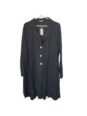 Brynn Walker Womens Celia Linen Shirt Dress L Quiet Luxury Lagenlook Minimalist